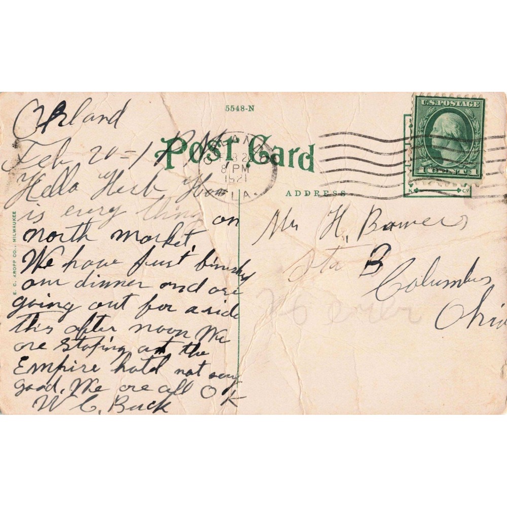 Vintage 1921 Postcard Orlando Florida Post Office White Border E.C. Kropp Co. - Picture 2 of 2